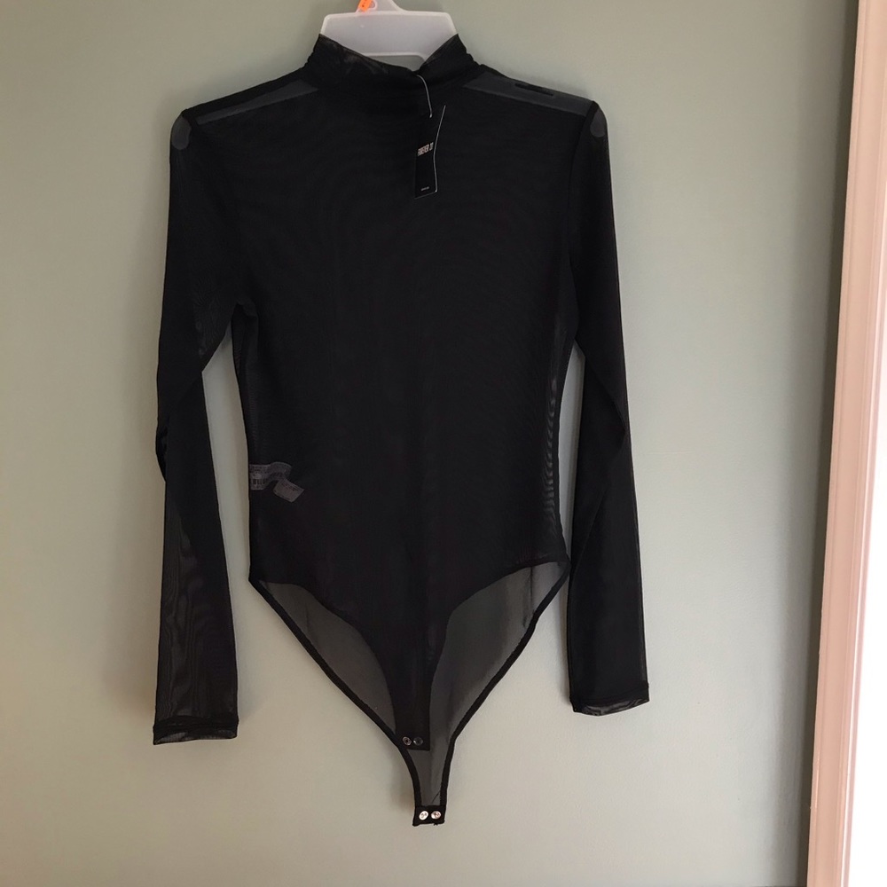 Forever 21 Mock Neck Mesh Bodysuit